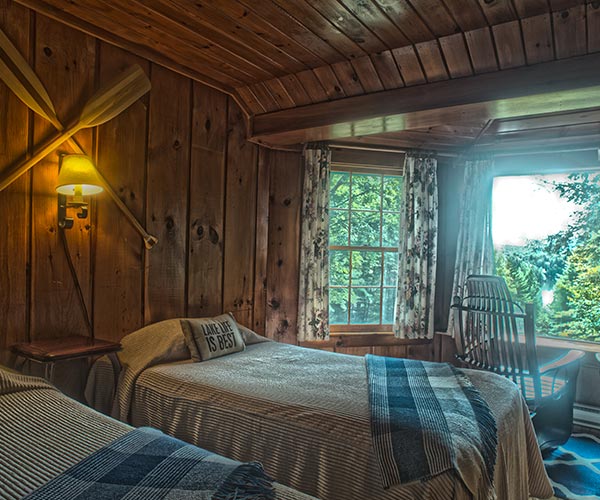Adirondack style room with large bay window